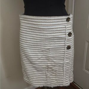 Ann Taylor Cream and Brown Striped Pencil Skirt